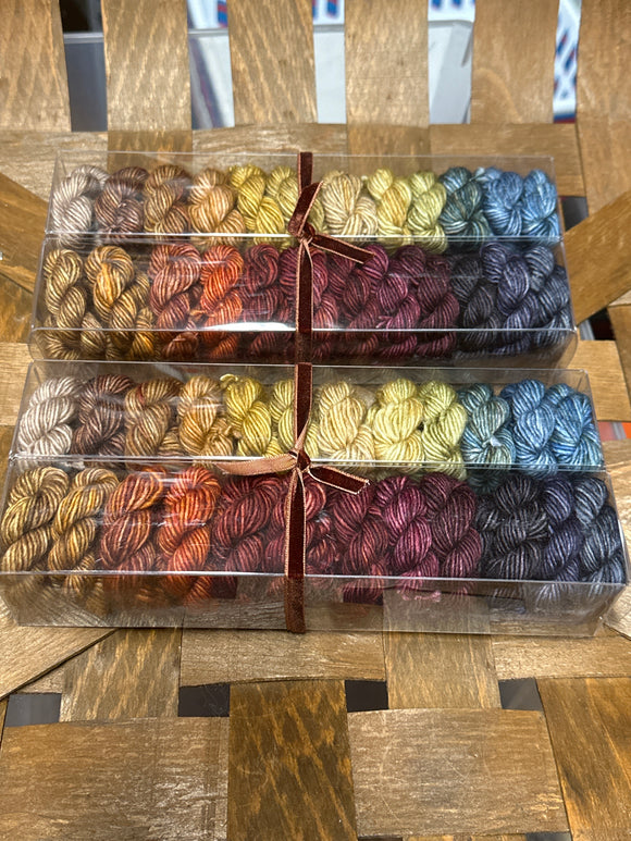 Fall & Winter;  Minis set on Pixie Single Ply Fingering Weight Yarn