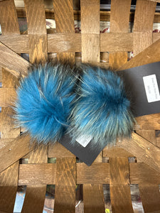 Light Teal Real Fur Pom Pom with Snap