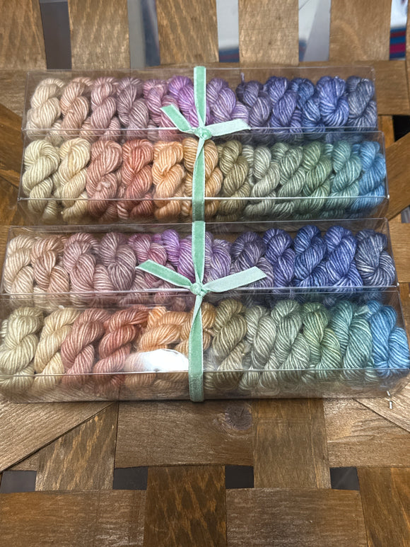 Spring & Summer;  Minis set on Pixie Single Ply Fingering Weight Yarn