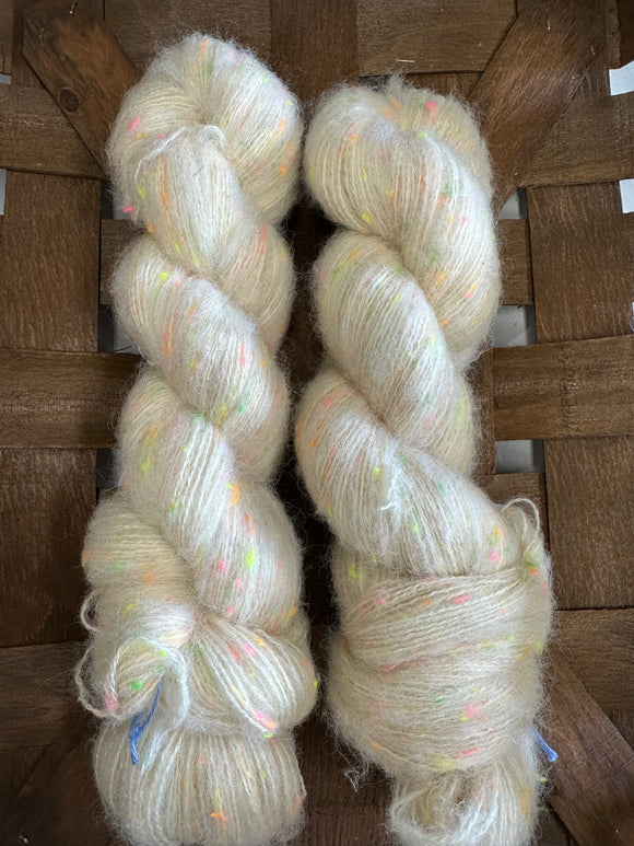 Naked & Neon; Glow in the Dark Tweed Fluff Fingering Weight Yarn