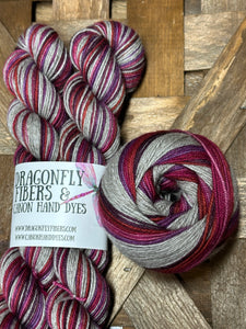 Lovely, a Valentine's Day Stripe; Gradient Self-Striping Yarn on Bruce Yak Merino