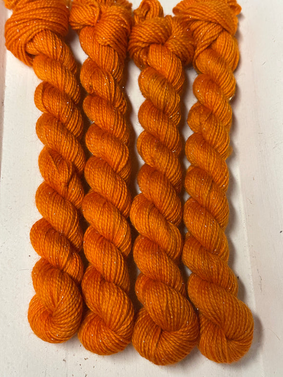 Carrot Orange Contrast Heel & Toe Skein; Oscar Sparkle Merino yarn