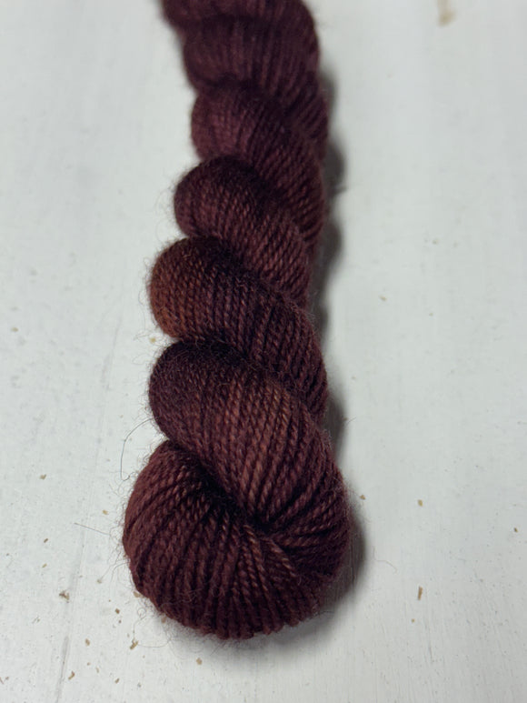 Rosewood Contrast Heel & Toe Skein; Bruce Yak Merino yarn