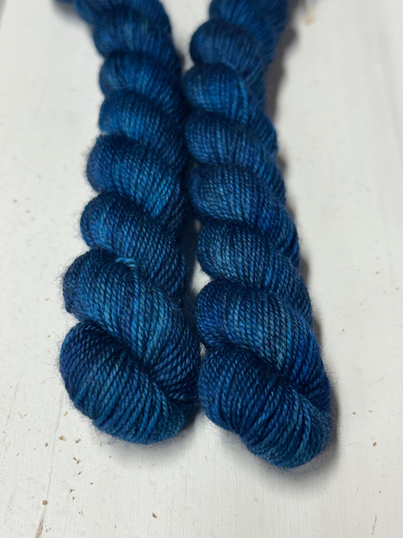 Marine Blue Contrast Heel & Toe Skein; Bruce Yak Merino yarn