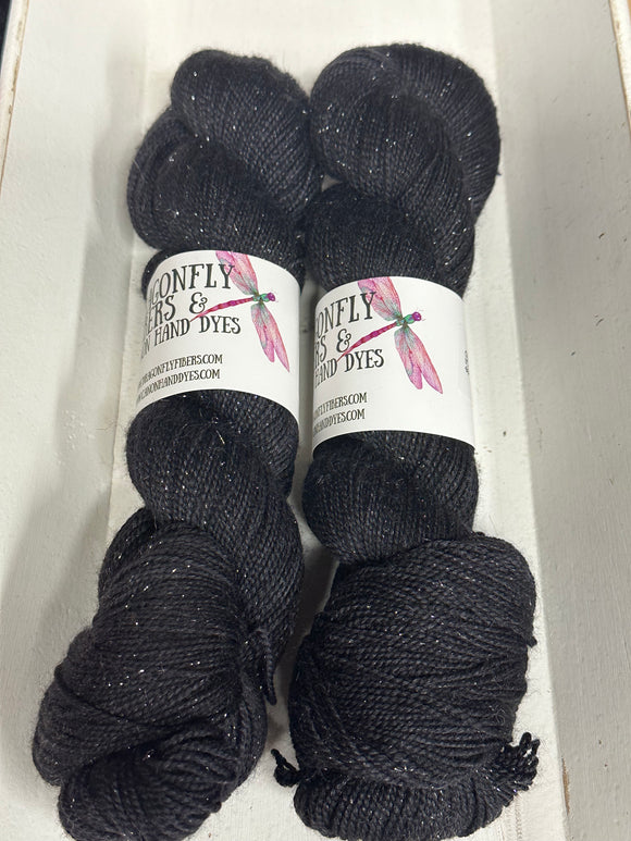 Black 100g Skein; Oscar Sparkle Merino yarn