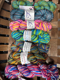DESTASH: 4 skein MYSTERY GRAB BAG SELF-STRIPING YARN